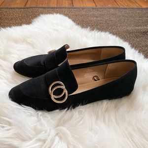 H&M Faux Suede Black Slip-on Flats | Size 9.5
